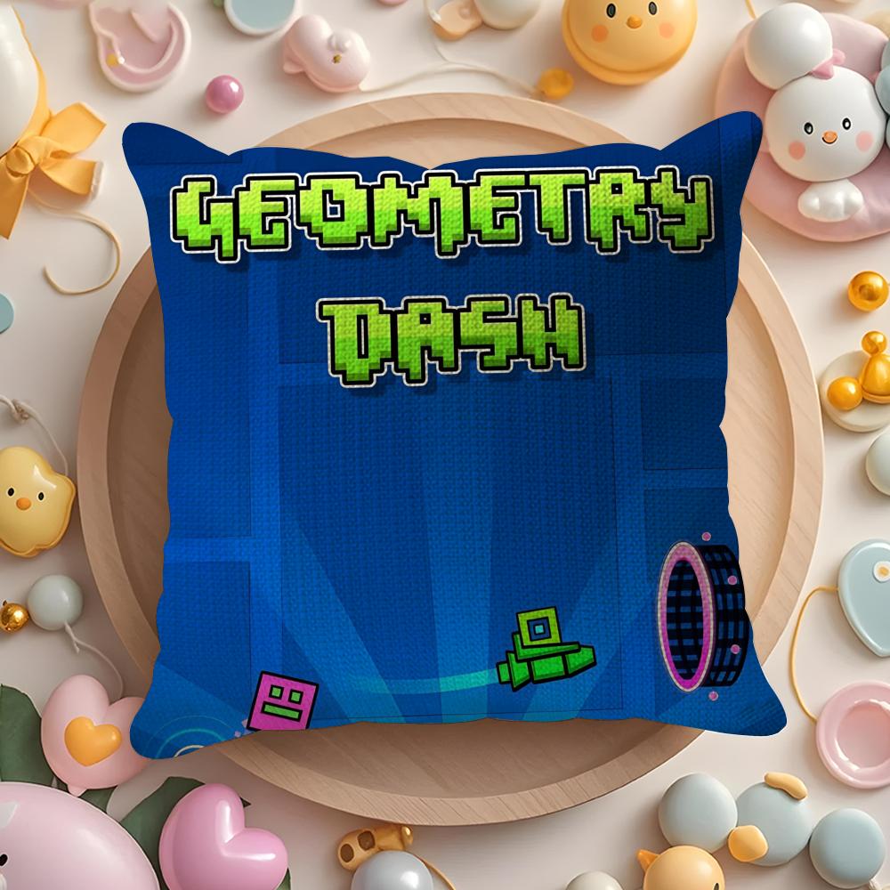 Art GGeometry Dash Video Game Pillow Case Pattern Printed Pillowcase for Living Room Sofa Cushion Cover Bedroom Decor