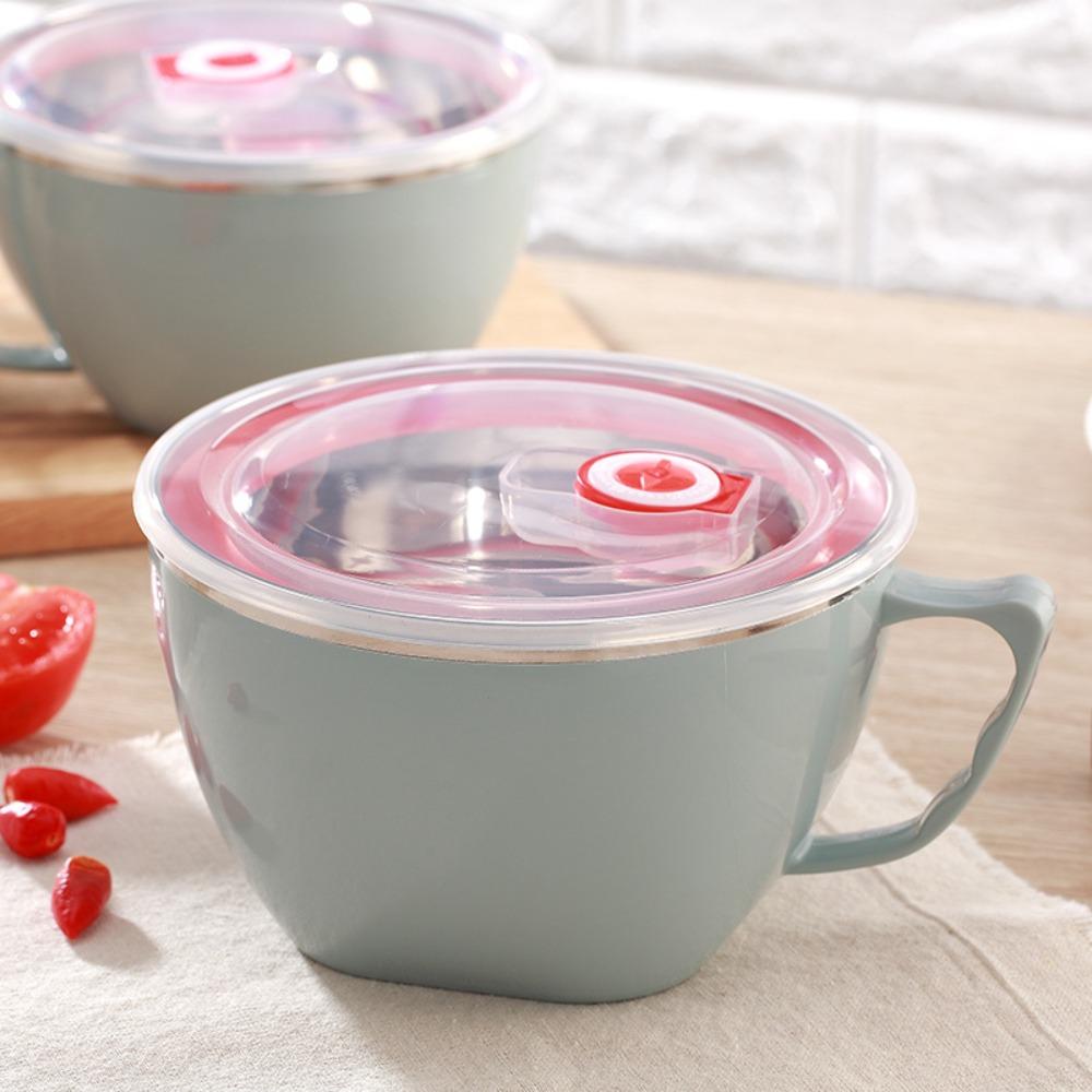 Двухслойная изоляция Чаша для лапши быстрого приготовления с ручкой крышки Чаша для риса Миски для супа Рисовый суп с лапшой