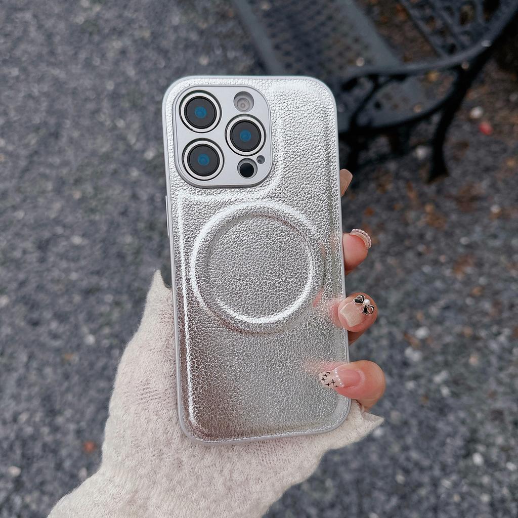 Для iPhone 17 Promax Прочный кожаный магнитный чехол для телефона Полностью закрывающий для Apple 16 Противоударный 15 Чехол из однотонной кожи