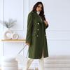 Women Winter Overcoat Turn-down Collar Pockets Pure Color Double-breasted Cardigan Loose Fit Coat