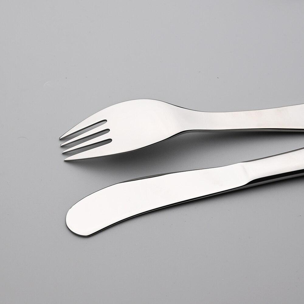 4 Pcs Silver Dinnerware Cutlery Spoon Food Feeding Fork Knife Utensils Set 304 Stainless Steel Learning Eating Panda Pattern Tableware