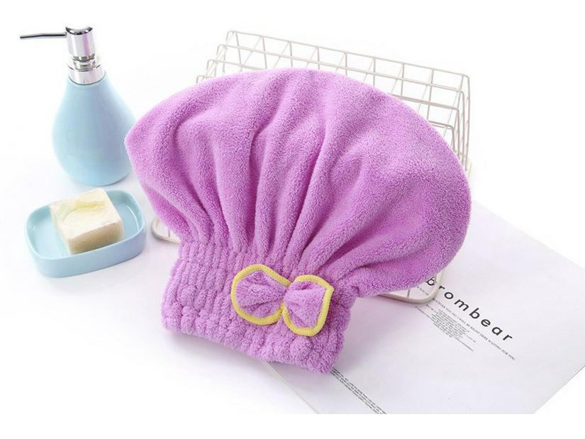 Коралловая бархатная шапочка для душа Bowknot Princess - мягкая, впитывающая воду шапочка высокой плотности для сушки волос