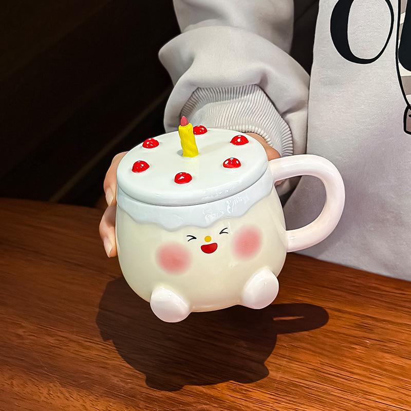 Ceramic Cup Creative Cake Water Cup Anime Mug Coffee Funny Cups Cute Mugs Original Breakfast Cups Personalized Gift Drinkware
