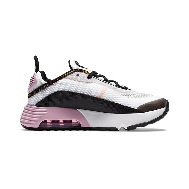 Новые кроссовки Nike Air Max 2090 с нескользящей амортизацией и низким верхом для бега, черно-бело-розовые, для детей 3-7 лет, CU2093-104