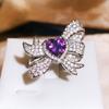 Серебряное Преувеличенное Кольцо с Сапфиром в Виде Креативного Бантика, Яркое, Роскошное, Инкрустированное Кольцо-Бабочка, Подарок для Вечеринки