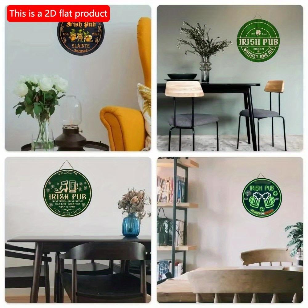 1 шт. 2d Плоский ретро-украшенный уличный ирландский бар ко Дню Святого Патрика круглый деревянный знак - 20 см, знак Lucky Grass, подходит для семейного бистро