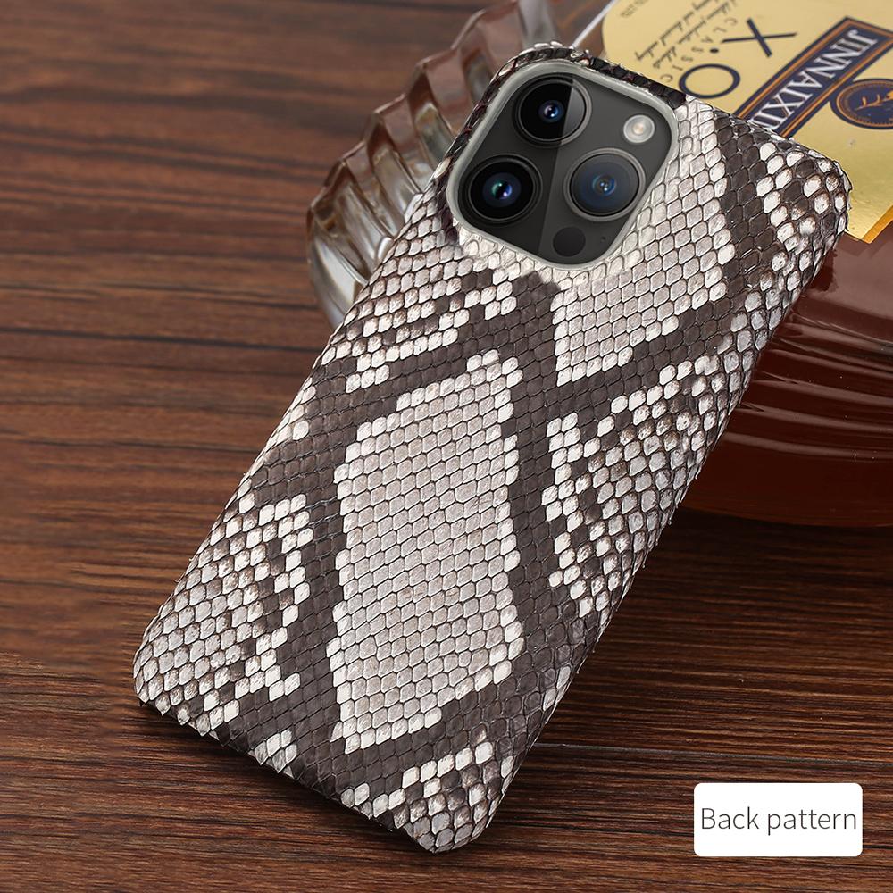 100% Genuine Python Leather Phone Case For iPhone 16 14 15 Pro Max Plus 15Pro 16Pro 16 ProMAX Luxury Shockproof Back Cover