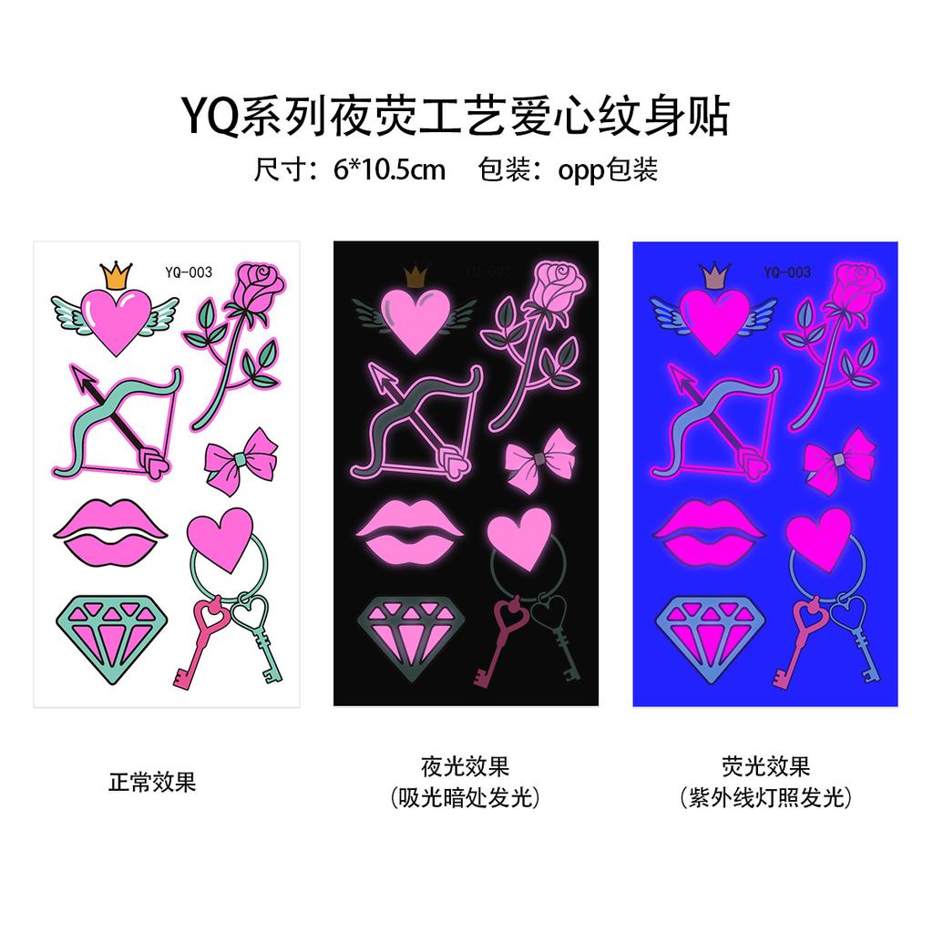 День святого Валентина Светящаяся пудра Татуировка Наклейка Ночной клуб Бар Музыкальный фестиваль Вечеринка Мужская и женская Флуоресцентная Татуировка Наклейка