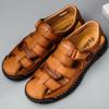 Erkaklar uchun qo'lda ishlangan sandalilar Ochiq havoda yurish uchun sandalilar Yozgi erkaklar uchun haqiqiy charm to'rli retro kundalik plyaj sandalilari
