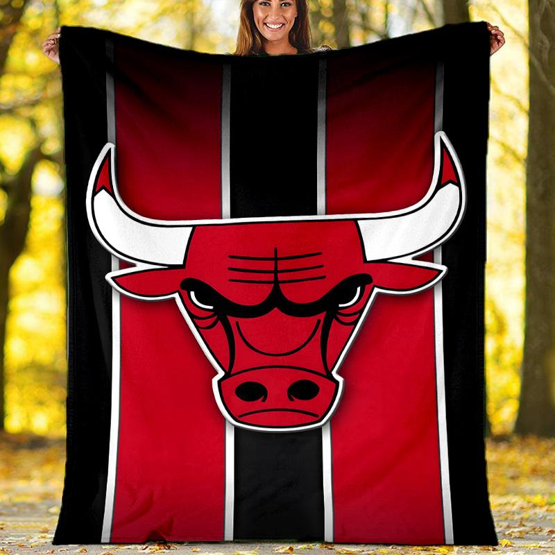 1pc Chicago Bulls Theme Blanket - Digital Print, Polyester, Cozy for All Seasons, Perfect for Outdoor, and Travel