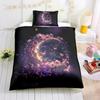 Aesthetic Purple Floral And Moon Print Duvet Cover With Pillowcases, No Filling, Soft Microfiber Bedding For Bedroom Decor