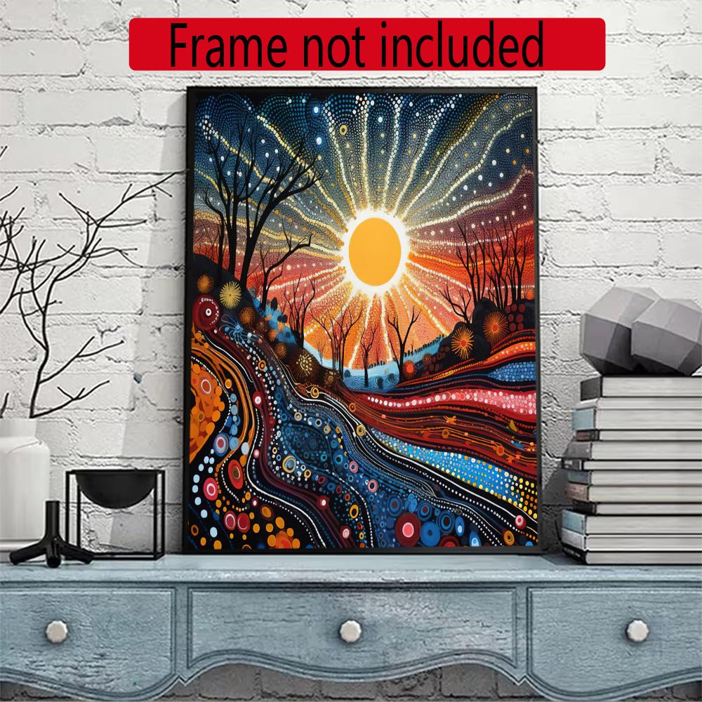 Australian Aboriginal Style 5D Round Diamond Painting Kit Diamond Embroidery Painting Rhinestones Mosaic Frameless Handwork Decoration Arts