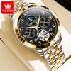 OLEVS Men's Watches Luxury Fashion Fine Steel Original Automatic Mechanical Wristwatch Waterproof Luminous Moon Phase Calendar
