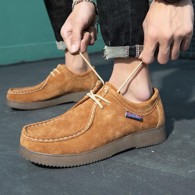 Men's SneakersBusiness Formal Shoes Suede Slip-on Work Shoes for Men Simple British Leather Party Shoe Autumn Platform Non-Slip