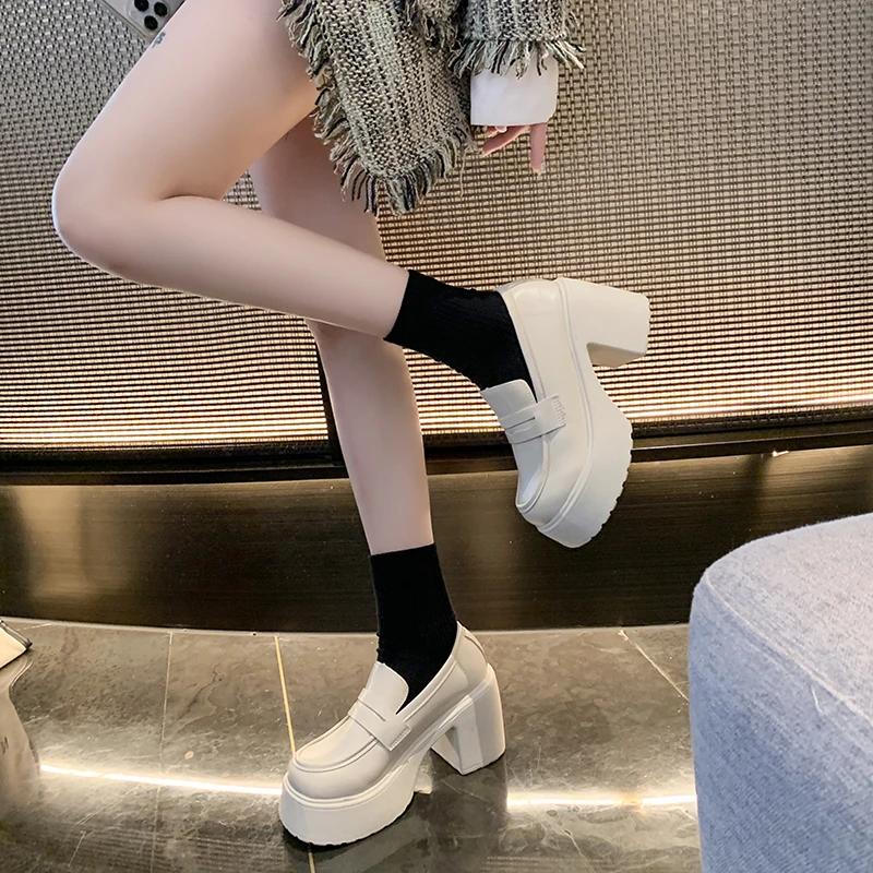 Модные женские туфли из кожи на толстой подошве, весна 2024, новый стиль, французские мокасины, британский стиль, туфли-лодочки для женщин