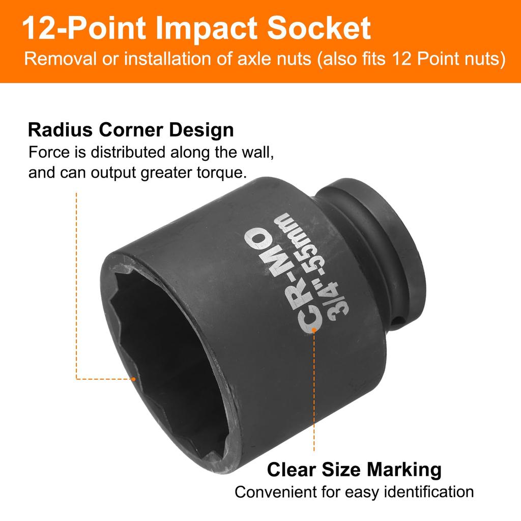 Uxcell 2 шт. Дюймовый привод 12-гранная ударная головка 50 мм Метрическая головка для гайки шпинделя и оси Гайковерт Легкое снятие для авторемонта 3/4