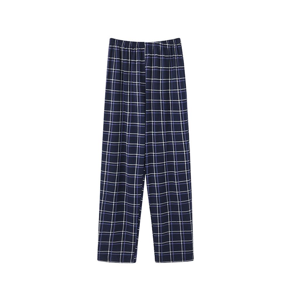 Men's 5XL Oversized Plus Size Spring Autumn Clothes Sleepwear Knit Cotton Plaid Pants Trousers Pyjamas