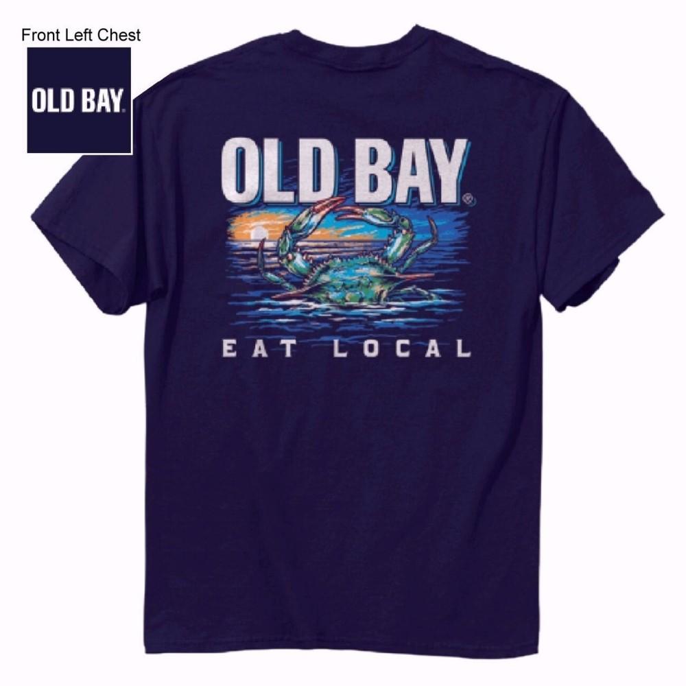Old Bay Краб Есть Местных Футболка с коротким рукавом НОВАЯ Быстрая Бесплатная Доставка Унисекс Футболка