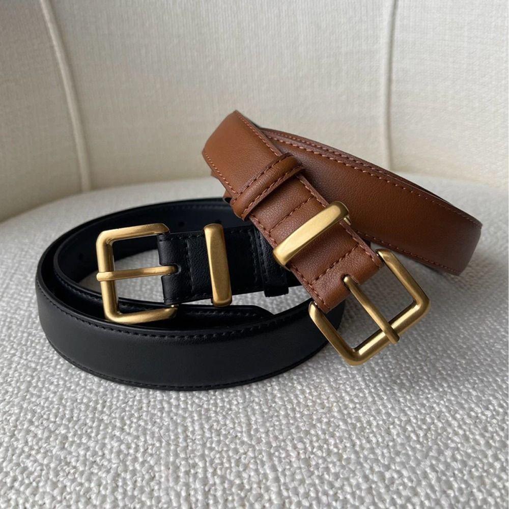 Solid Color Women Belt Adjustable Waistband Belt Simple Leather Belt  Jeans