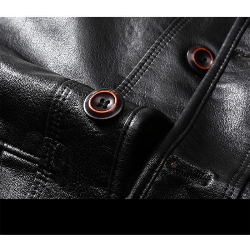 Пуховик из натуральной кожи, мужская куртка из овчины, утолщенное повседневное пальто с лацканами, пальто большого размера