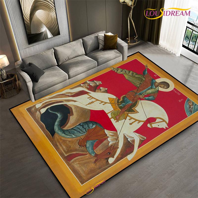 Мода Этническая Рамка Ковер Лошадь Домашний Декор Прямоугольный Ковер для Комнаты Черный Зеленый Оранжевый Гостиная Спальня Прикроватный Напольный Коврик для Стола