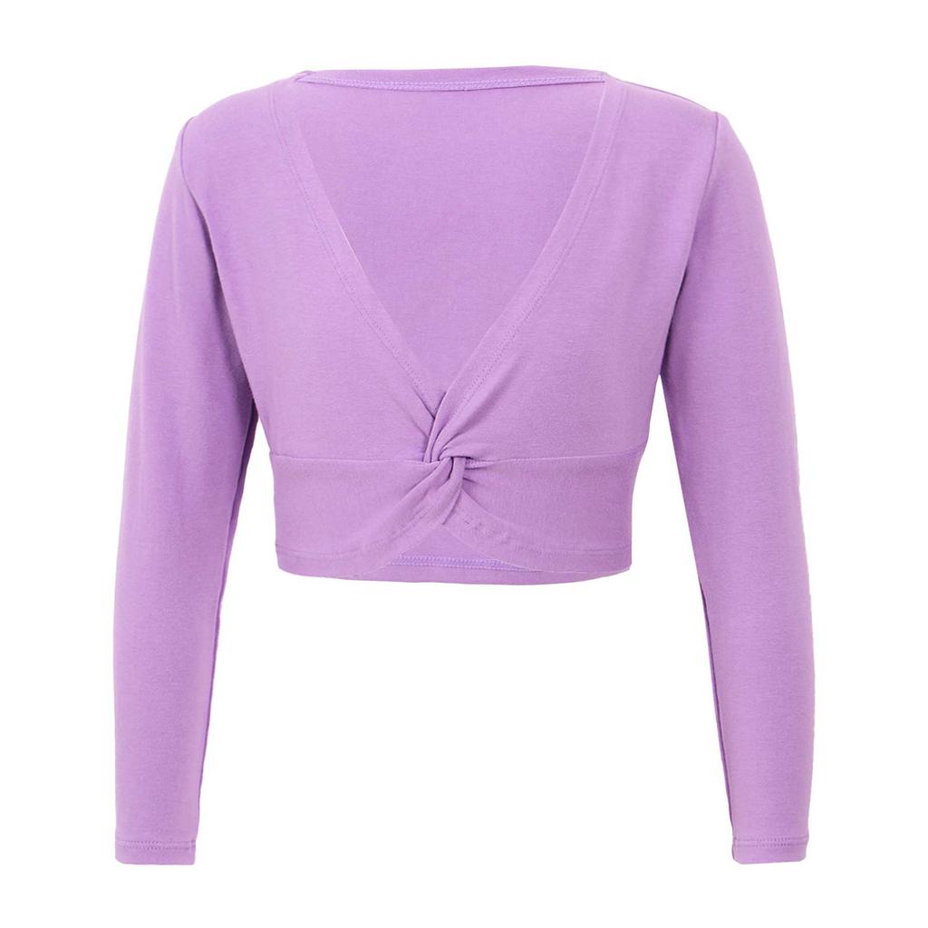 Девочки Длинный рукав V-образный вырез Узел спереди Однотонная Танцевальная куртка Длинный рукав Теплый Балетный костюм