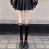 Черно-белые носки из телячьей кожи, однотонные жемчужные носки Fairy Pearl, носки Loli Ins Tide из чистого хлопка Jk Medium Tube Socks, весна и осень