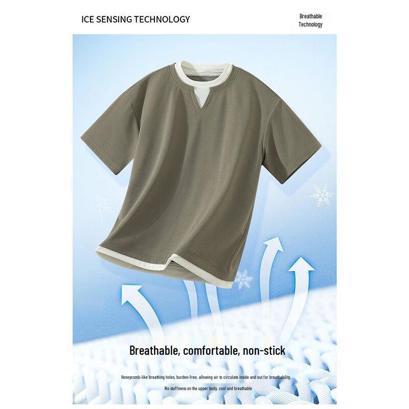 ROMON Мужской комплект из футболки и шорт с эффектом 'Ice-Cool' (как будто два предмета)