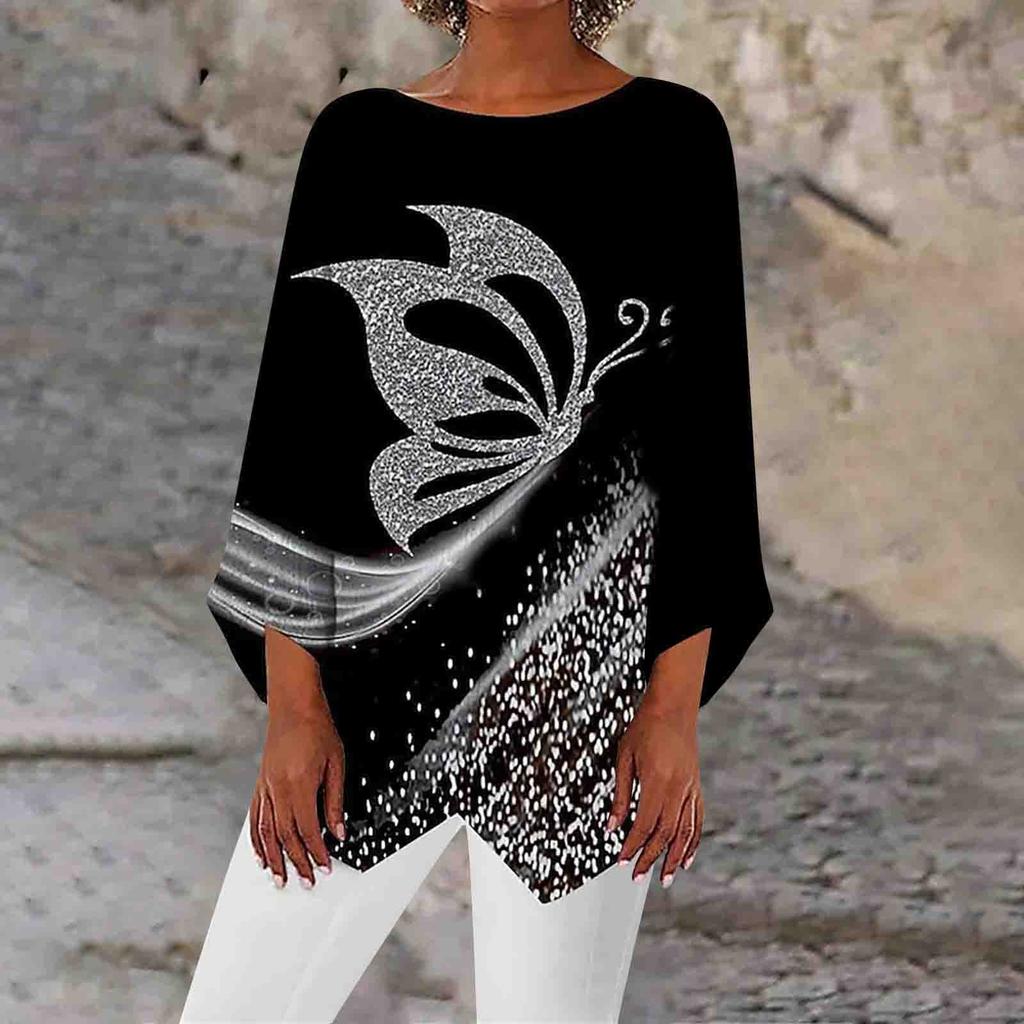 Женские топы с геометрическим принтом и длинными рукавами, дышащая рубашка с круглым вырезом и панелями