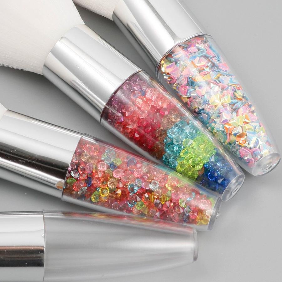 Кисть для макияжа с одной ромбовидной прозрачной ручкой, рассыпчатая кисть для пудры, коническая, пухлая, с кристаллами, зыбучий песок, ручка для дизайна ногтей, специальная кисть для пыли