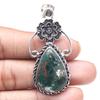 Подвеска из драгоценного камня хризоколла, подарок ручной работы для нее, серебряное украшение 2,5 дюйма
