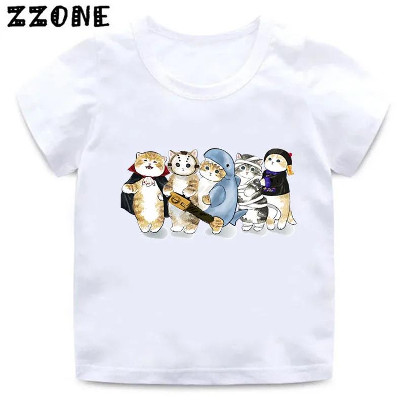 Cute Cat Drawing Print Kids Cartoon Funny TShirts Harajuku Casual Kawaii Baby Boys Summer T shirt Children Tops Girls Clothes