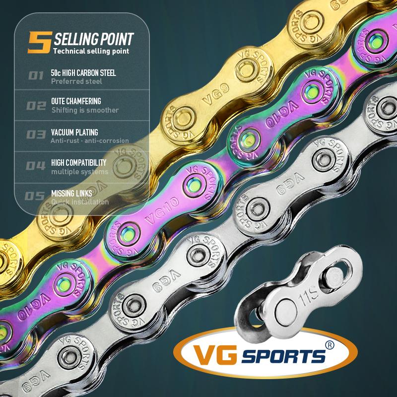 1 шт. Цепь для велосипеда VG Sports 8 9 10 11 скоростей Velocidade 8s 9s 10s 11s MTB Горный Шоссейный Велосипед Запчасти Аксессуары для Велосипеда
