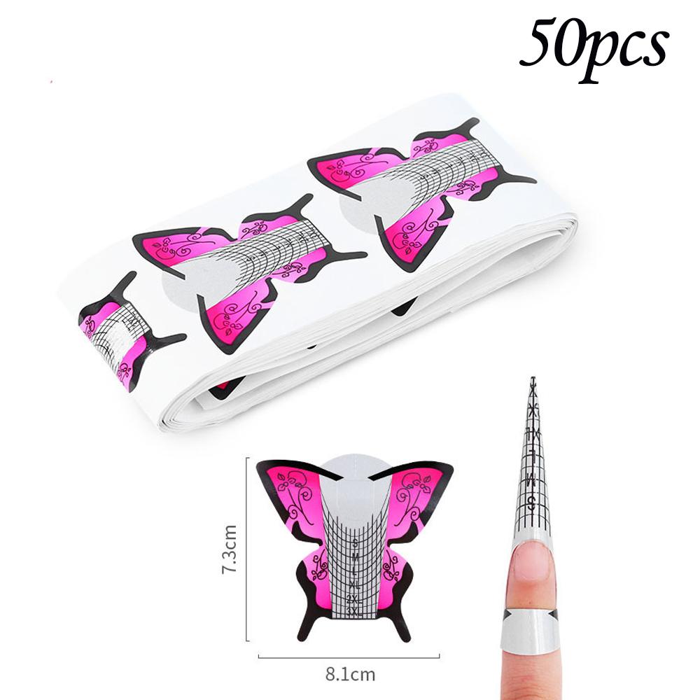 50 шт., французские формы для ногтей, формы для наращивания ногтей, наклейки, акриловые кривые, накладные направляющие для ногтей, маникюрный держатель, набор инструментов