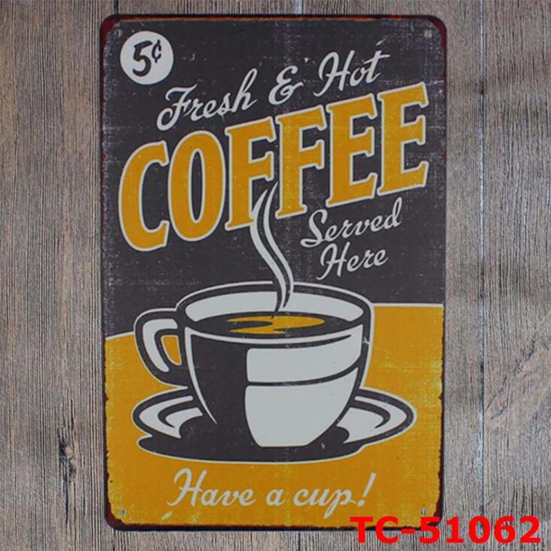 1 шт., Ретро металлический плакат, кофейная вывеска, декор, винтажная жестяная вывеска, художественный плакат с лицензией на дом, металлические пластины для кафе-бара, настенный домашний декор
