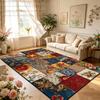New Retro Color Block Living Room Sofa Carpet Decoration Bedroom Non-slip Washable Light Luxury Rug Soft Fluffy Study Floor Mat
