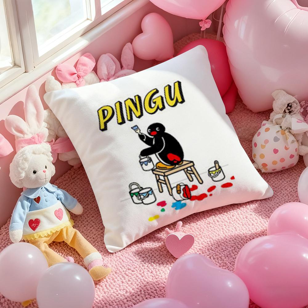 Милая наволочка с принтом мультяшного пингвина P-Pingu для диванной подушки в гостиной и декора спальни
