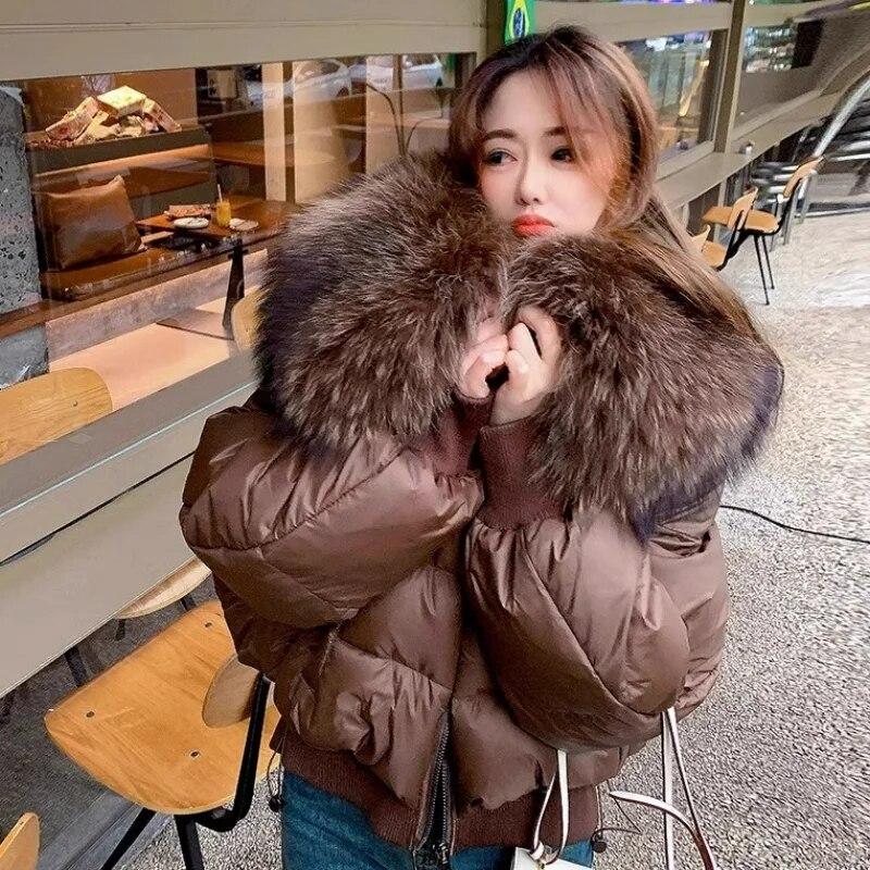 Зимняя женская куртка-пуховик теплая женская пуховая удобная короткая однотонная зимняя верхняя одежда с воротником
