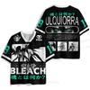 BLEACH Ulquiorra Cifer Anime Football Jersey T-shirt Unisex Oversized V-neck Short Sleeve Top Retro Streetwear Casual Sports Tee