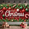 New Year Banner Decorative Design Christmas Party Banner Event Decoration Candy Cane Design Seasonal Decor For Christmas Party
