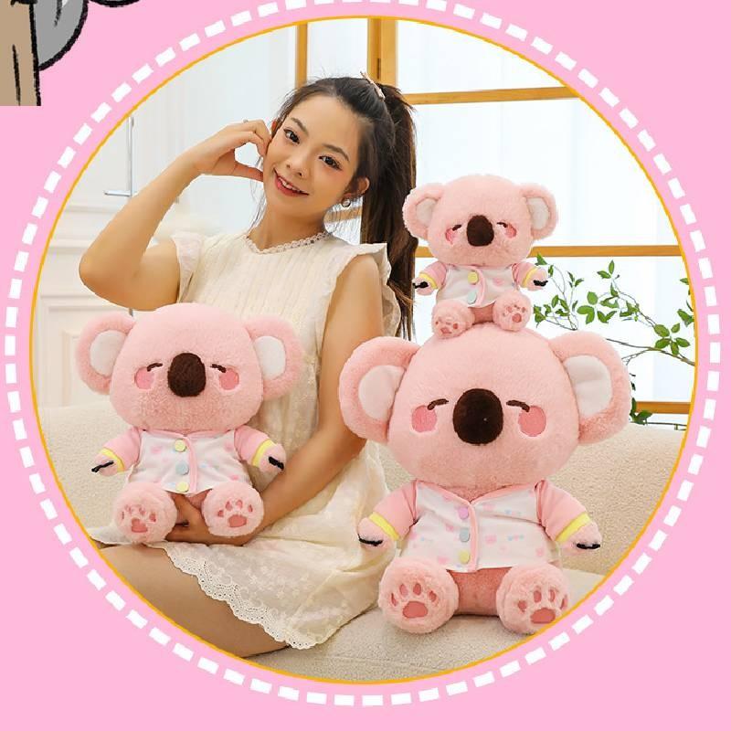 Pink In Koala Clothes Plush Toy Cartoon Stuffed Dolls Decoration Gifts Kids