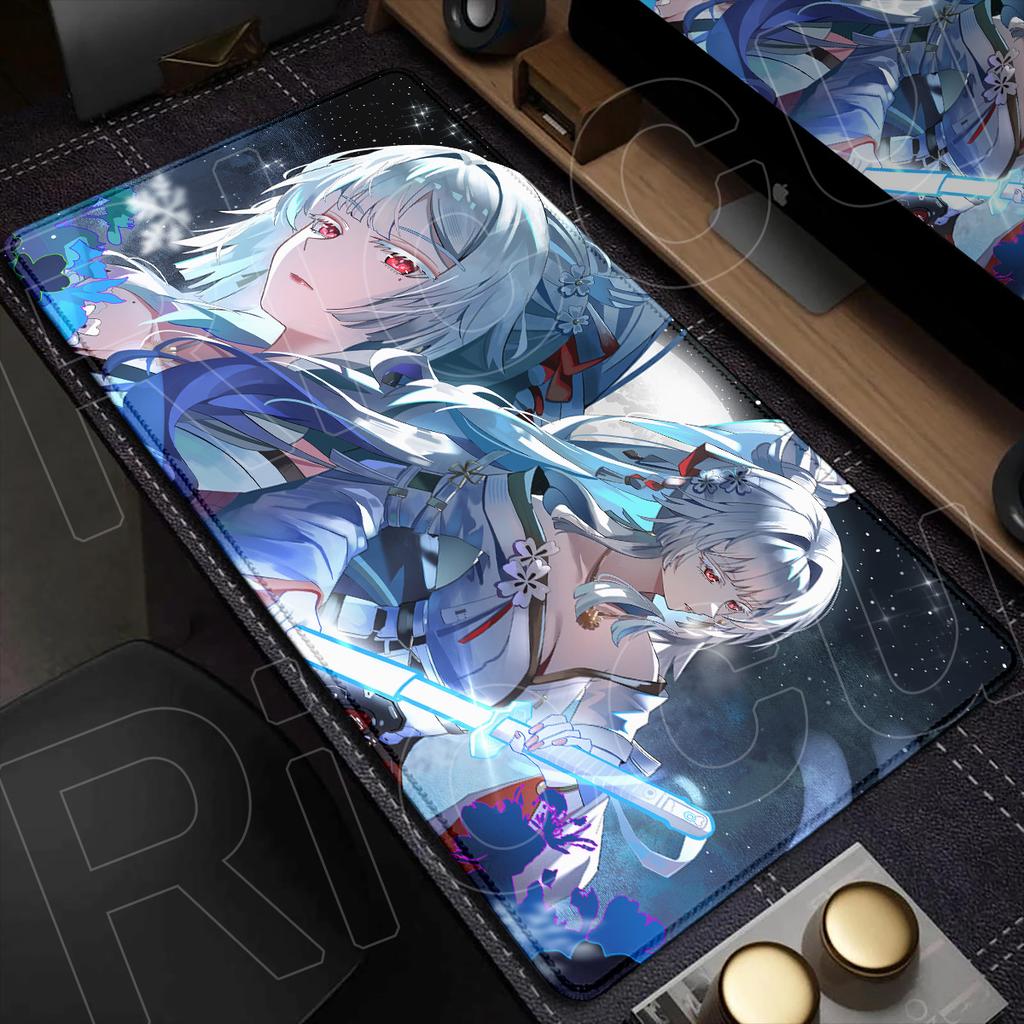 Cute Anime Girls Hiyuki Laptop Office Long Table 400x900mm Gaming Keyboard HD Printing Wuthering Waves Rubber Non-slip Mouse Pad
