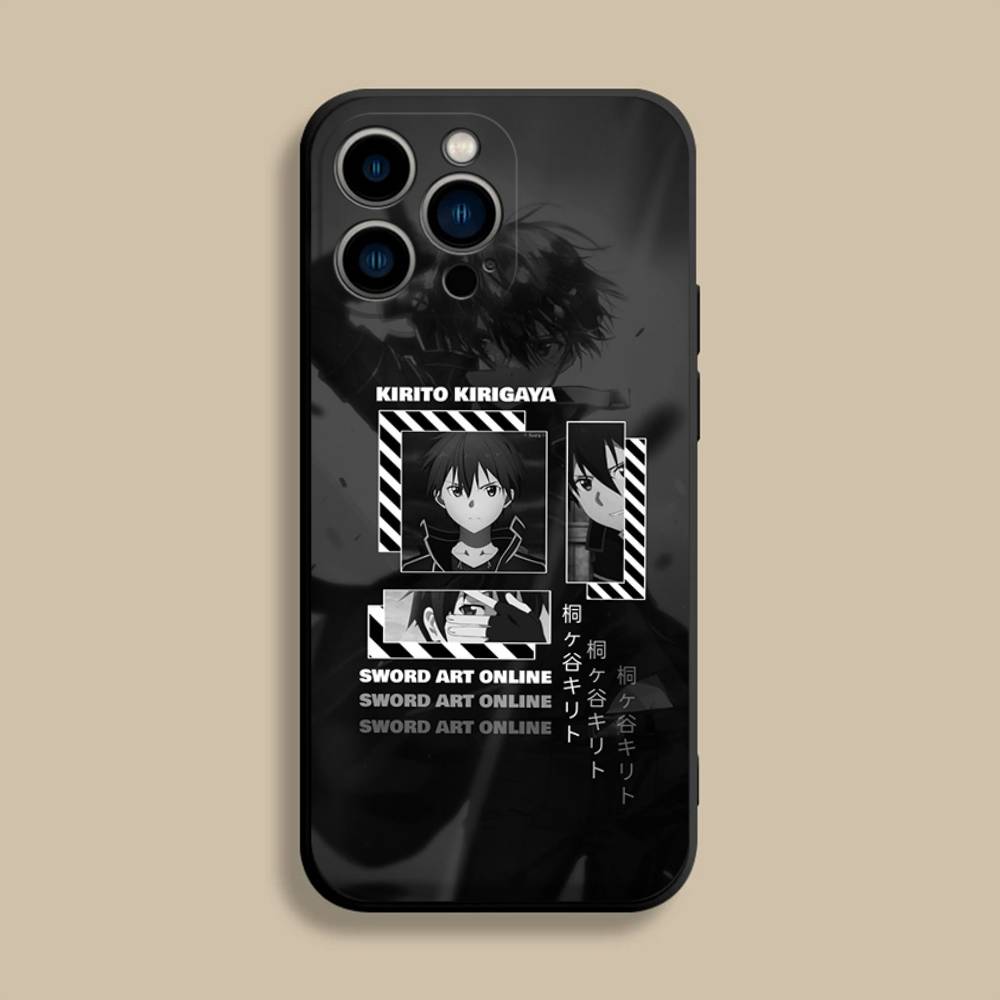 Sword Art Online SAO Kirigaya Phone Case For iPhone 17,16,15,14,13,12,Pro,Max,Plus,E,SE4,Air,Mini Black Soft Cover