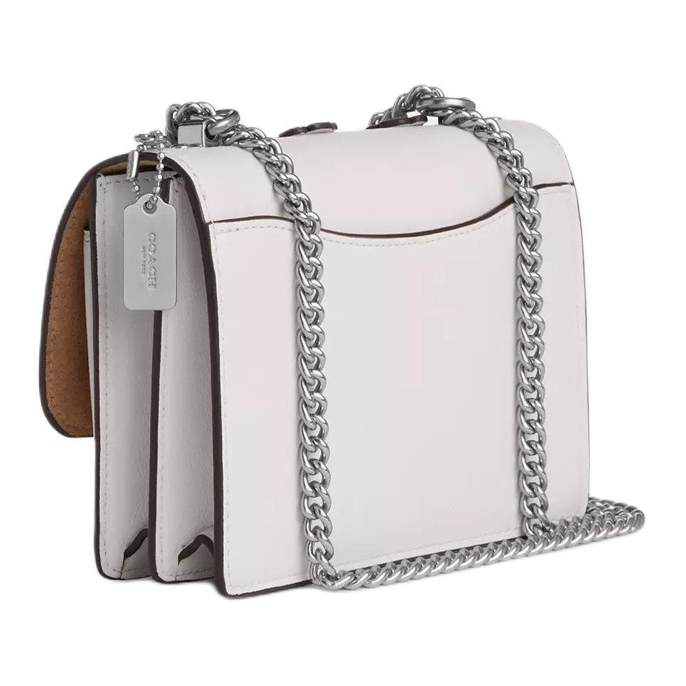 Coach Claire 18 Brand Logo Floral Appliqué Leather Shoulder Crossbody Bag Small Women bags Chalk-White CAK00-SVHA