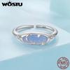 WOSTU 925 Sterling Silver Luminous Ring Glow in The Dark Moon Star Ring for Women Star Moon Minimalist Astronogy Lover Gift
