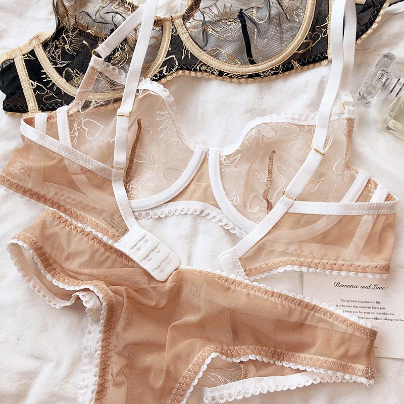 1 Set/Seamless Women Underwear Set Sexy Push Up Bra Ice Silk Breathable Wireless Detachable Padding Bras Backless Cross Lingerie