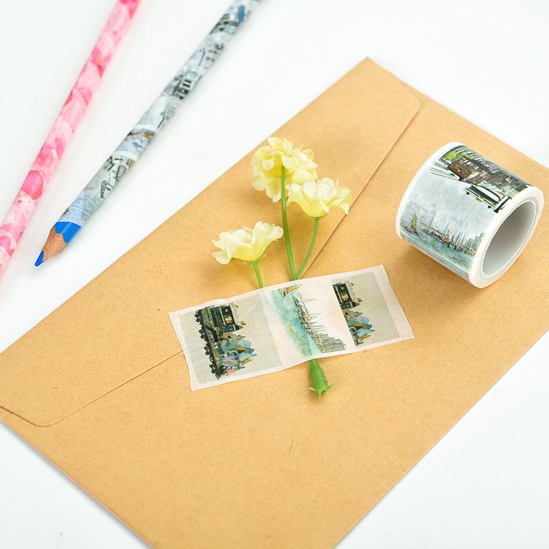 1 Roll Vintage Washi Tape Cute Colorful Art Decoration Diy Scrapbooking Masking Tape Japanese Stationery Stickers