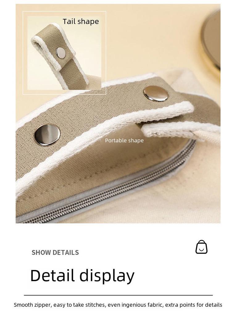 High-Capacity Waterproof Canvas Cosmetic Bag - Portable, Solid Color Travel Pouch