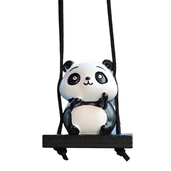 Автомобильная подвеска в виде панды, соответствующие цветам, качели, хорошая детализация, цветостойкий подвесной орнамент для автомобиля, подвесной кулон с зеркалом в виде животного, аксессуары для салона автомобиля