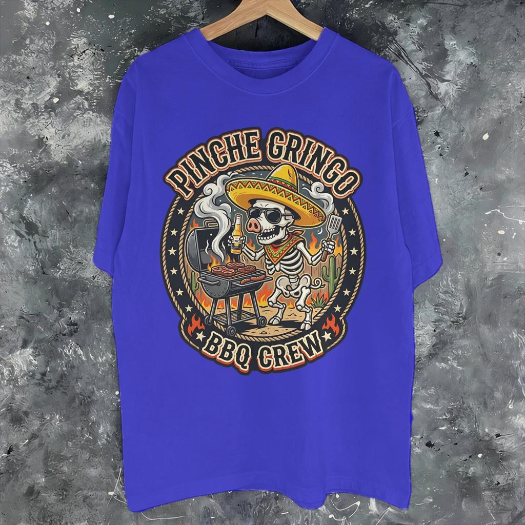 Pinche Gringo Bbq Crew Skeleton Grilling Beer Merch Unisex T Shirt 100 Cotton Tee Graphic Printed Tops Tshirt